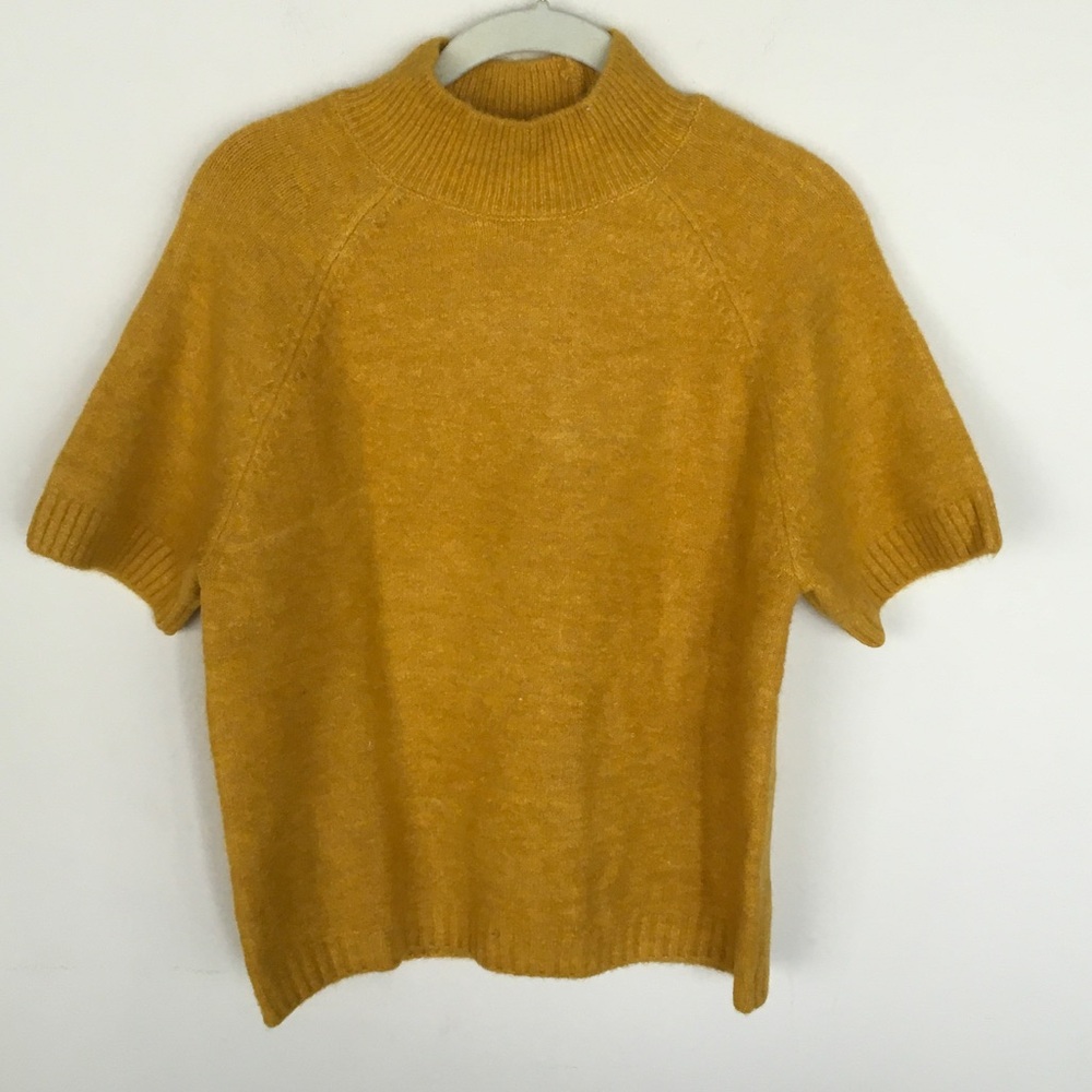 NWT Zara Mustard Short Sleeve Mock Neck Sweater